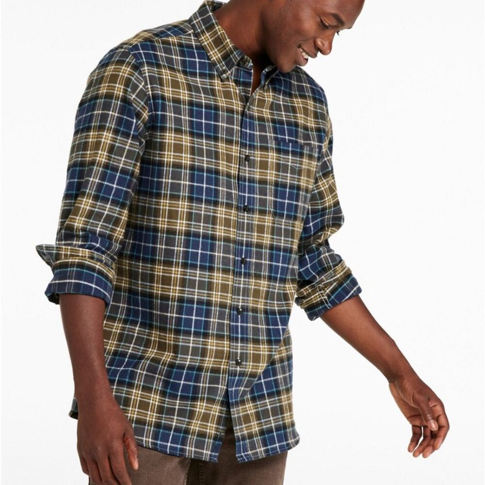 L.L. Bean Men's Scotch Plaid Flannel Shirt Size XXL Tall Blue MacKellar Tartan